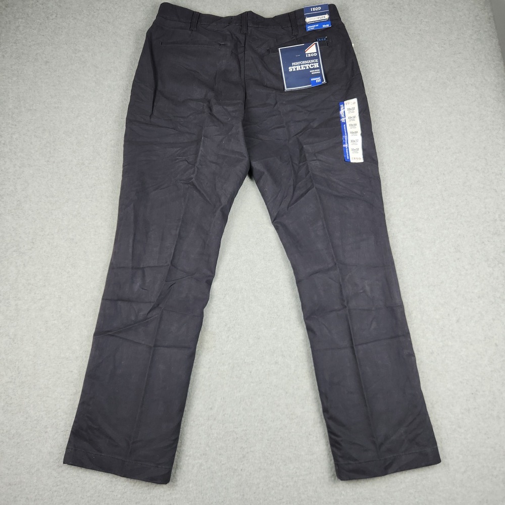 IZOD Pants Mens 33x32 Navy Performance Stretch Straight Fit Chino 46IZAGC05R-411